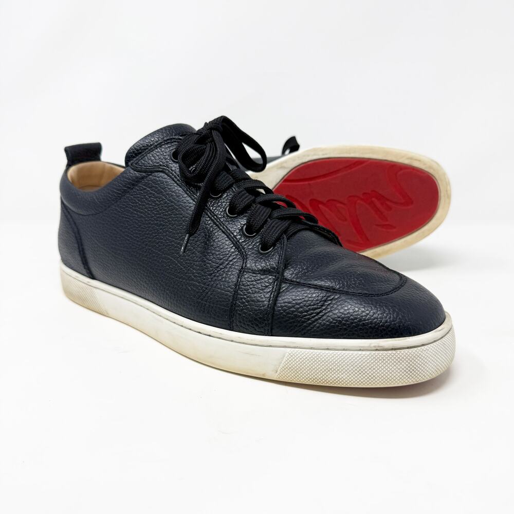 Christian Louboutin Black Leather Casual Sneakers Size EU 44/US 11 VGUC Lace Up